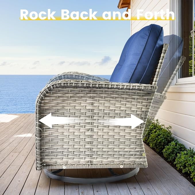 Outdoor Sectional Patio Furniture Set, 8 Pieces Wicker Conversation Sets L - Image 5