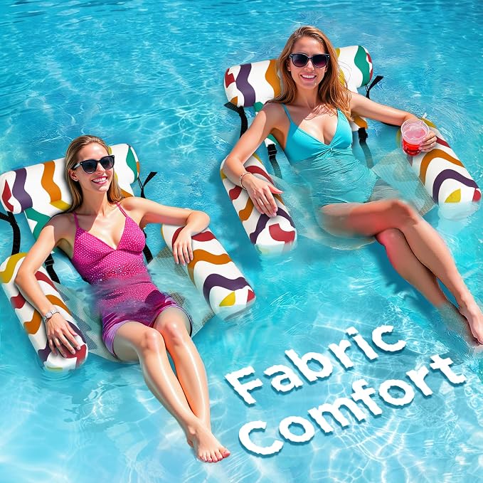 Funscape Pool Floats Chairs Adult, 2 Packs Heavy Duty Inflatable Swimming Pool by Funscape