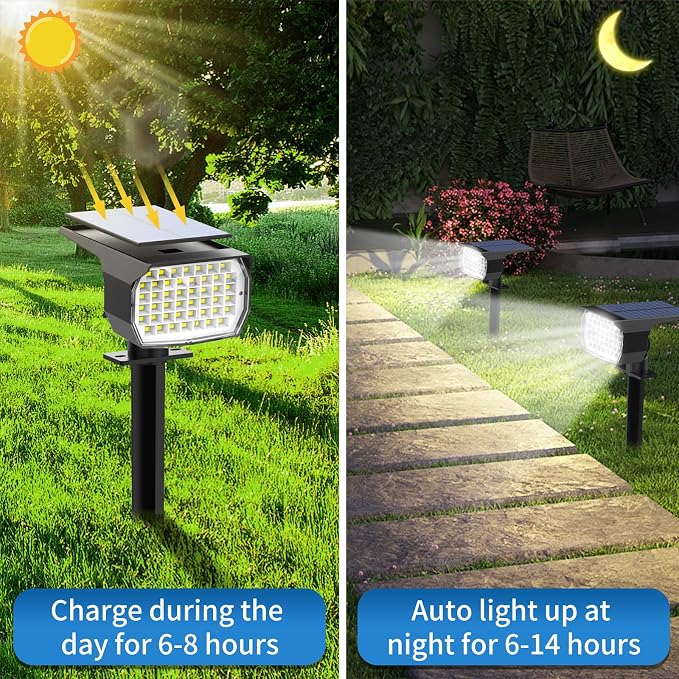 Solar Spot Lights Outdoor 2 Pack, Solar Landscape Spotlights Waterproof - Image 3