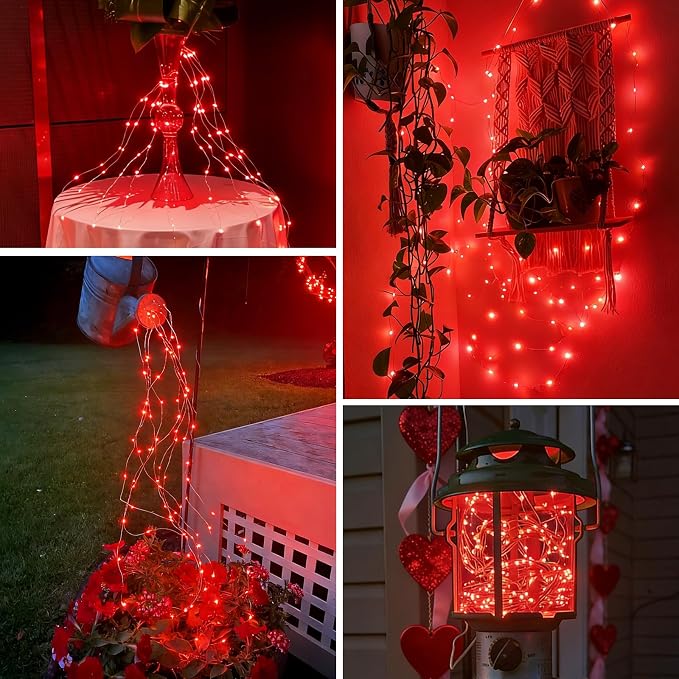 QITONG 4 Pack Solar Fairy Lights, Each 33ft 100 LED Red Christmas String Light - Image 8