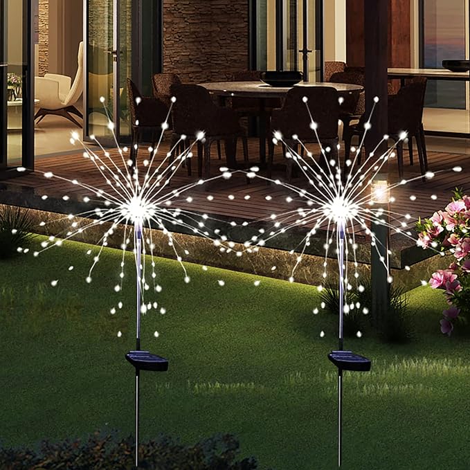 Solar Garden Firework Lights Outdoor Waterproof, 2 Pack Solar Powered Art Stake - Image 8
