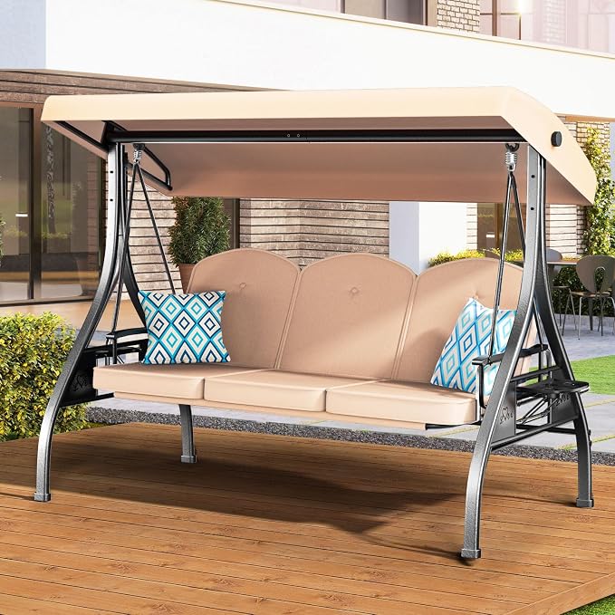 3 Seat Outdoor Porch Patio Swing by zzw