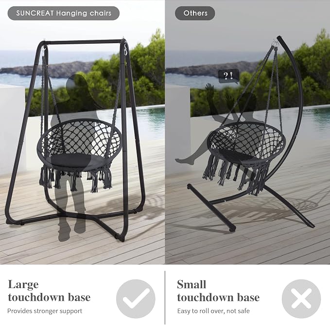SUNCREAT Hammock Chair with Stand Included, Heavy Duty Hanging Chair with Stand - Image 5