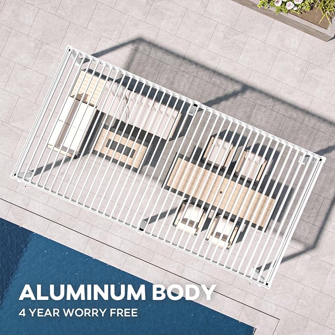 Mirador 111S Round Louvered Pergola Gazebo, 10Ft x 20Ft, Full Aluminum Frame - Image 3