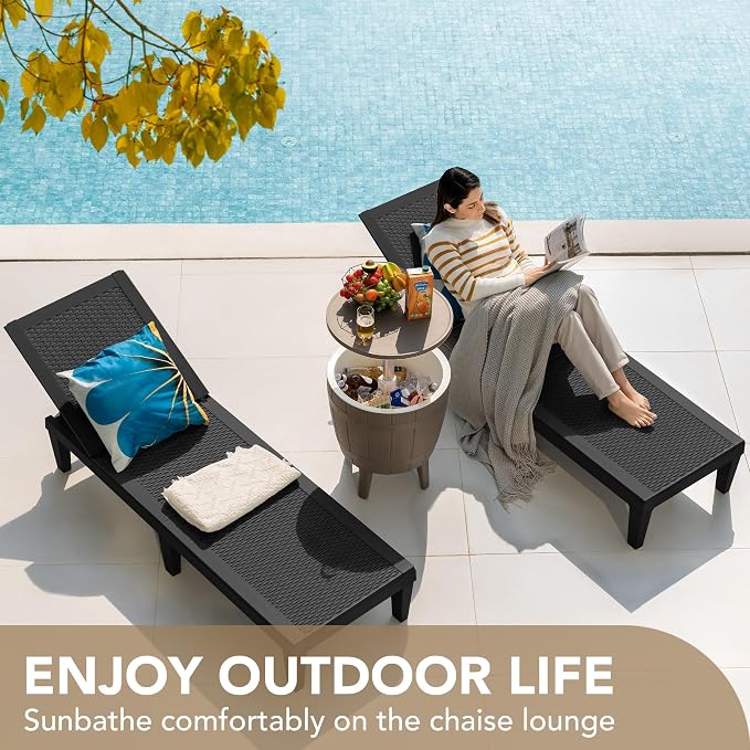 Devoko Outdoor Chaise Lounge Chair Set of 2 - Image 4