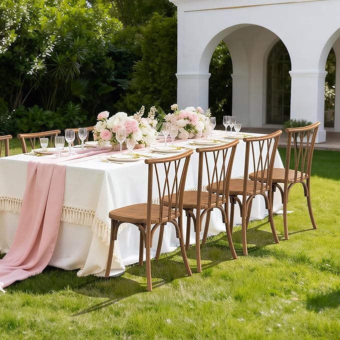 VINGLI Plastic Outdoor Dining Chairs Set of 8, Stackable Patio Dining Chairs - Image 8