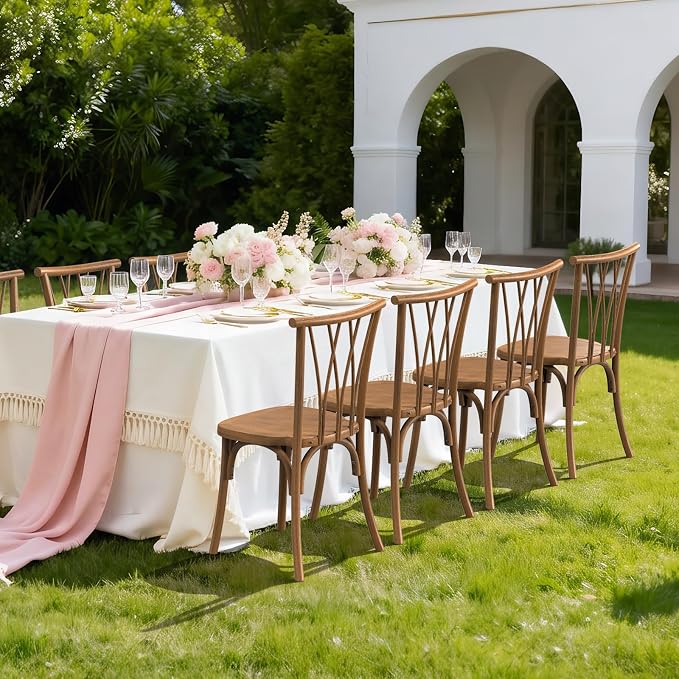 VINGLI Plastic Outdoor Dining Chairs Set of 6, Stackable Patio Dining Chairs - Image 7