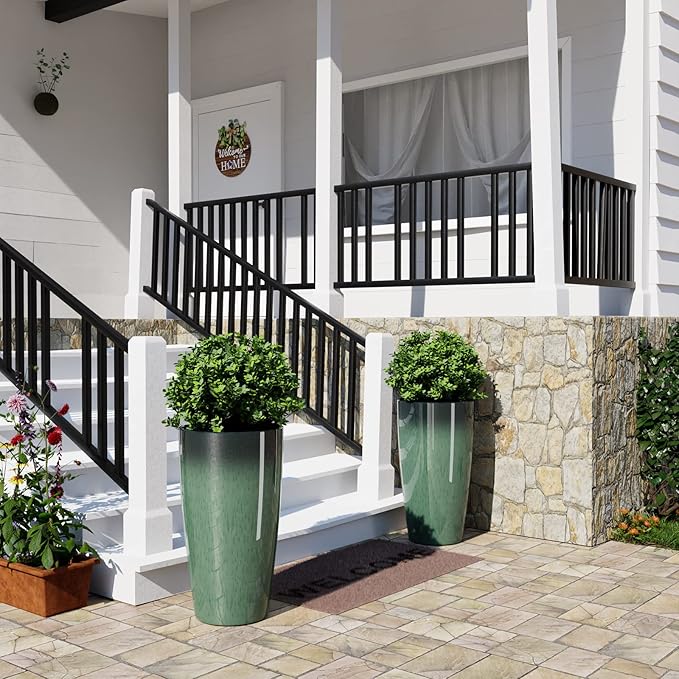 QCQHDU 21 inch Tall Planters for Outdoor & Indoor Plants, 2 Pack Sturdy - Image 4