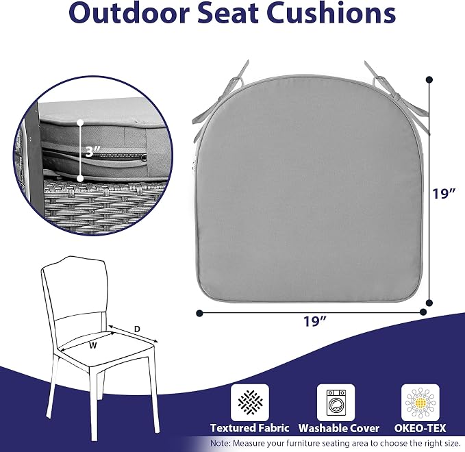 Outdoor Chair Cushions Set of 4 -Waterproof Outdoor Seat Cushions - Image 6