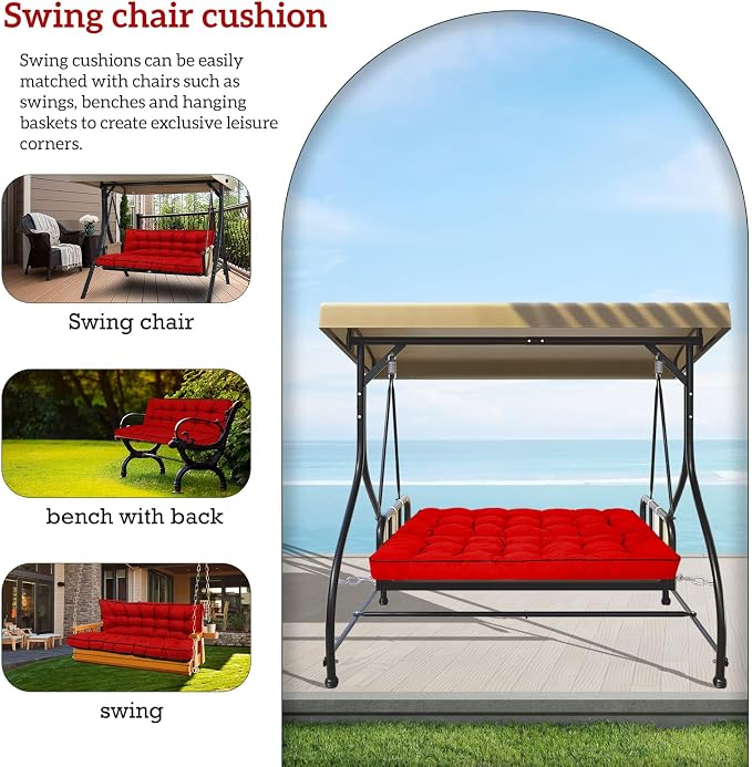 Outside Benches Cushion with Backrest, Thicken Waterproof Swing Cushions 2/3 - Image 3