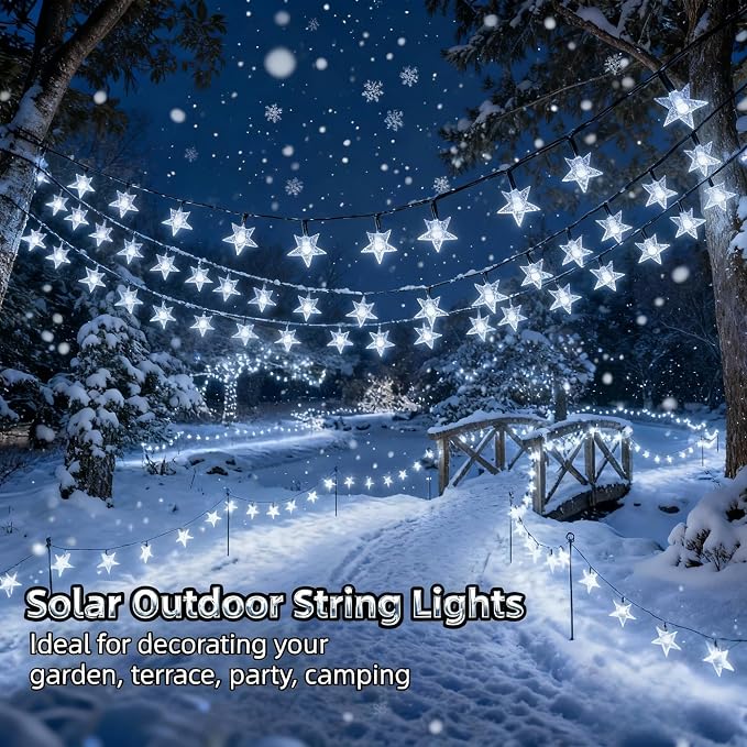 Twinkle Solar Star String Lights Outdoor Waterproof Fairy Lights 39FT 100 LED - Image 2