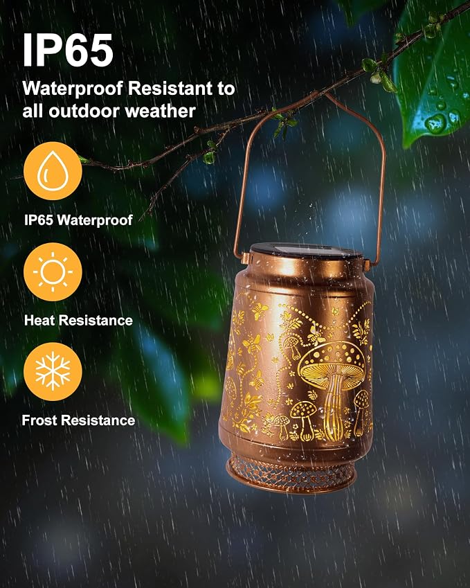 2 Pack Mushroom Solar Lanterns Outdoor Waterproof, Garden Decor Birthday Gifts - Image 8
