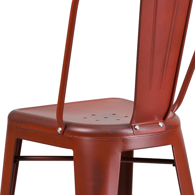 EMMA + OLIVER Commercial Grade 30" H Distressed Red Metal Indoor-Outdoor - Image 8
