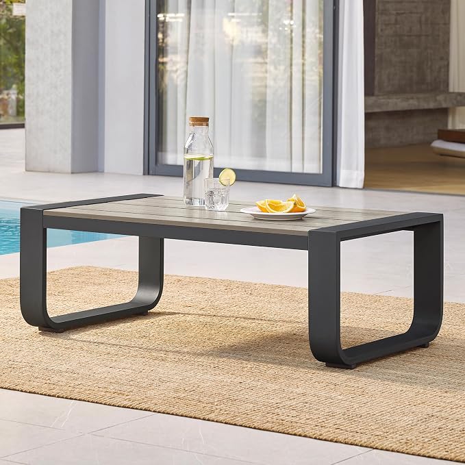 CHITA Aluminum Outdoor Patio Furniture Coffee Table, All-Weather Outdoor Metal by CHITALIVING