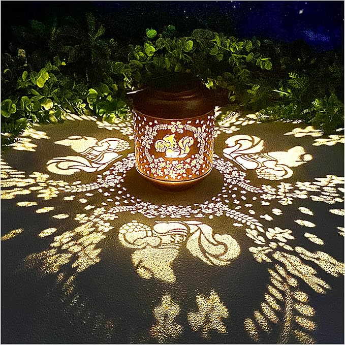 Squirrel Solar Lanterns Outdoor Waterproof Hanging Solar Lights Squirrel Gifts by TIGGSY