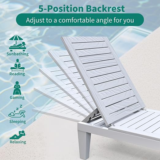 YITAHOME Patio Chaise Lounge Set of 4, Adjustable Outdoor Chaise Lounge - Image 4