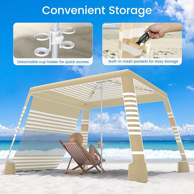 MoKo Beach Cabana, UPF 50+ Protection Easy Setup Beach Tent Sun Shelter - Image 8