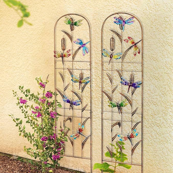 SUNNYPARK Set of 2 Dragonfly Metal Garden Trellis - Image 5