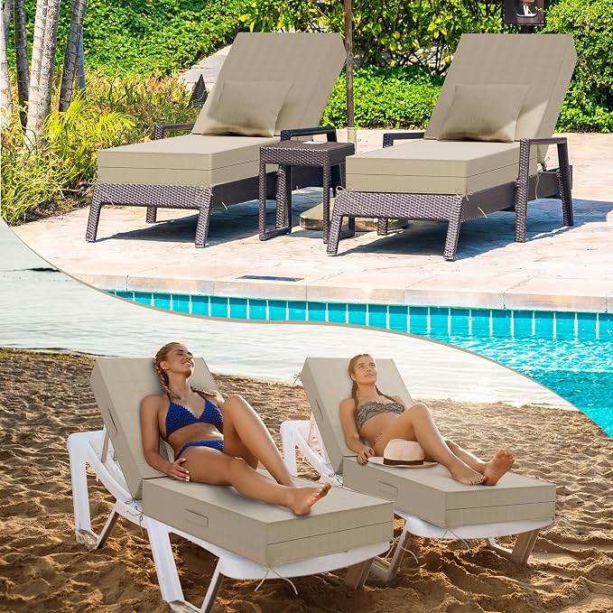 Outdoor Water-Resistant Olefin Chaise Lounge Cushions - Image 7