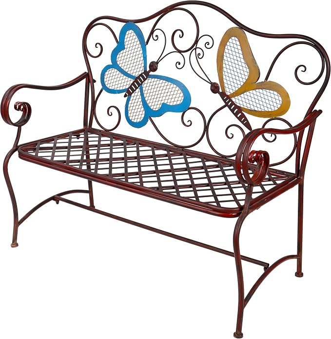 Alpine Corporation 45" x 23" Outdoor 2-Person Butterfly Garden Bench by AlpineCorporation