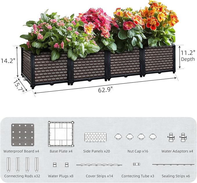Large Planters for Outdoor Plants 14" Tall Planter Box, Raised Beds for - Image 5
