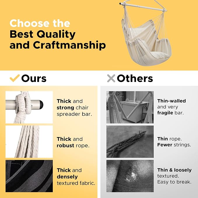 ADVOKAIR Hammock Chair Swing, Heavy-Duty Hanging Rope Swing Seat Supports 500 - Image 3