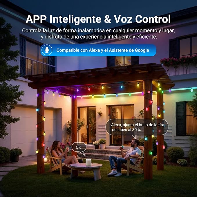 NEEWER 48ft Outdoor String Lights, App Control Smart AI RGBW Hanging Outside - Image 4