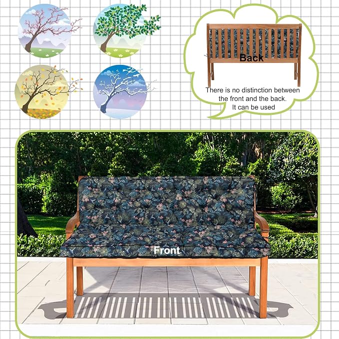 Waterproof Porch Swing Cushion Replacement, Thick 2–3 Seat Swing Seat Cushion - Image 4