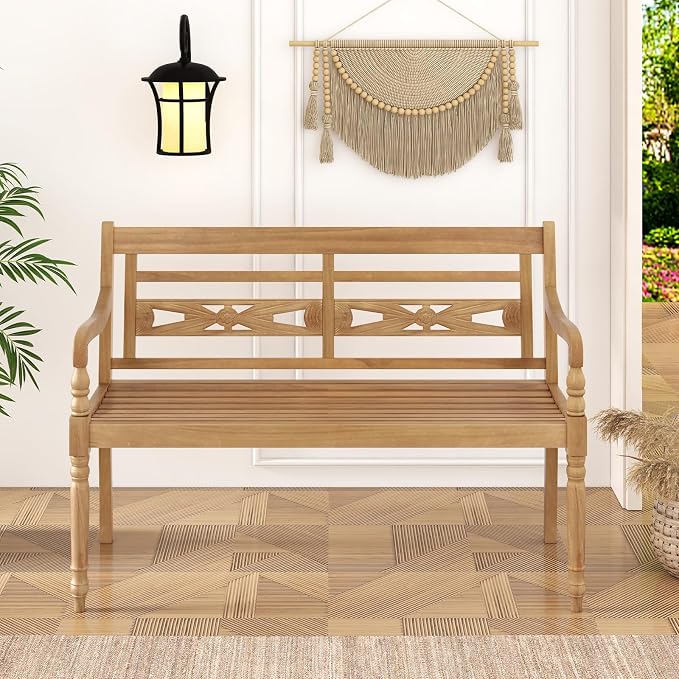 Tangkula Outdoor Bench, 2-Person Garden Bench - Image 4
