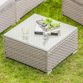 COSIEST Outdoor Furniture Warm Gray Wicker Glass-Top Coffee Table by COSIEST