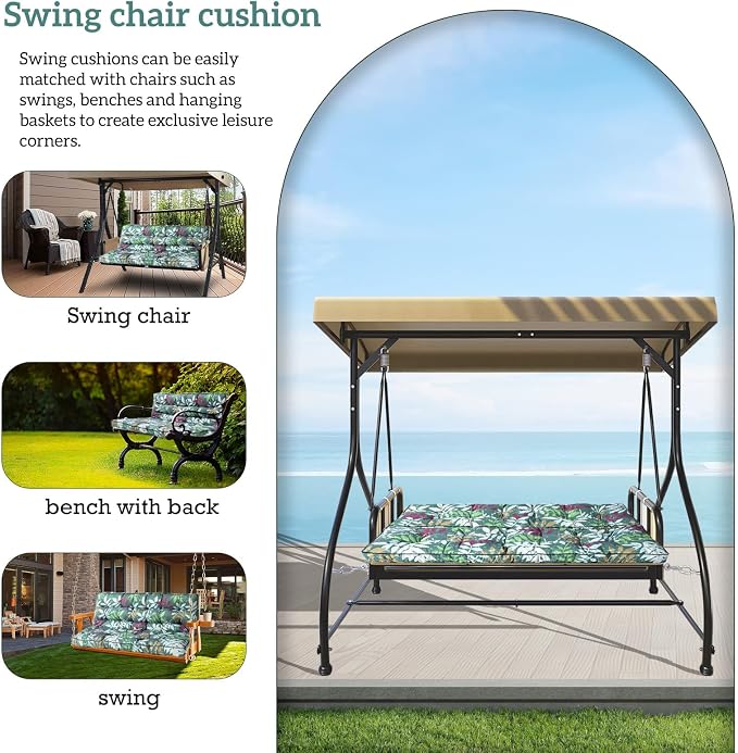 Outside Benches Cushion with Backrest, Thicken Waterproof Swing Cushions 2/3 - Image 3