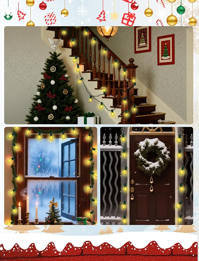 25FT LED Outdoor Christmas String Lights Waterproof, Hanging G40 Globe Patio - Image 7