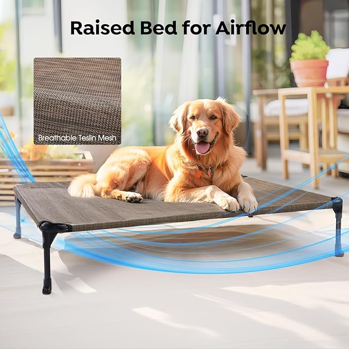 Veehoo Cooling Elevated Dog Bed Add Removable Waterproof Bolster Cushion Mat - Image 6