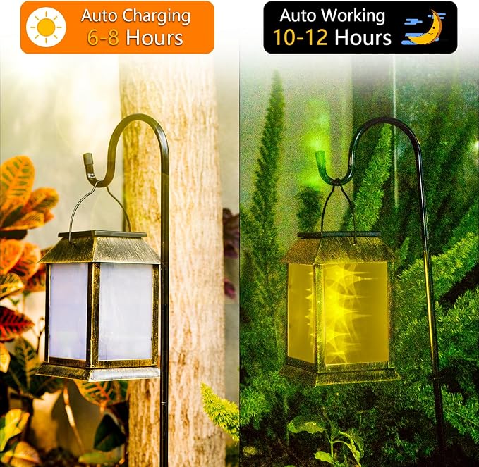 2 Pack Solar Lanterns Outdoor Waterproof, 3D Hanging Solar Lights, Type-C - Image 3