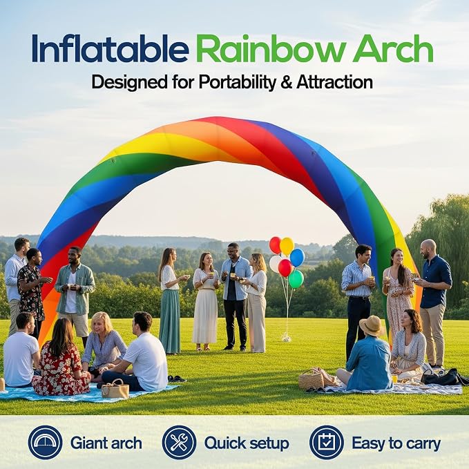 Inflatable Rainbow Arch 20ftx10ft Inflatable Archway Outdoor Holiday Decorations - Image 2
