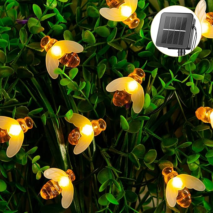 Brightown Solar Bee String Lights Outdoor 31FT 50 LED Honeybee Fairy Lights by Brightown