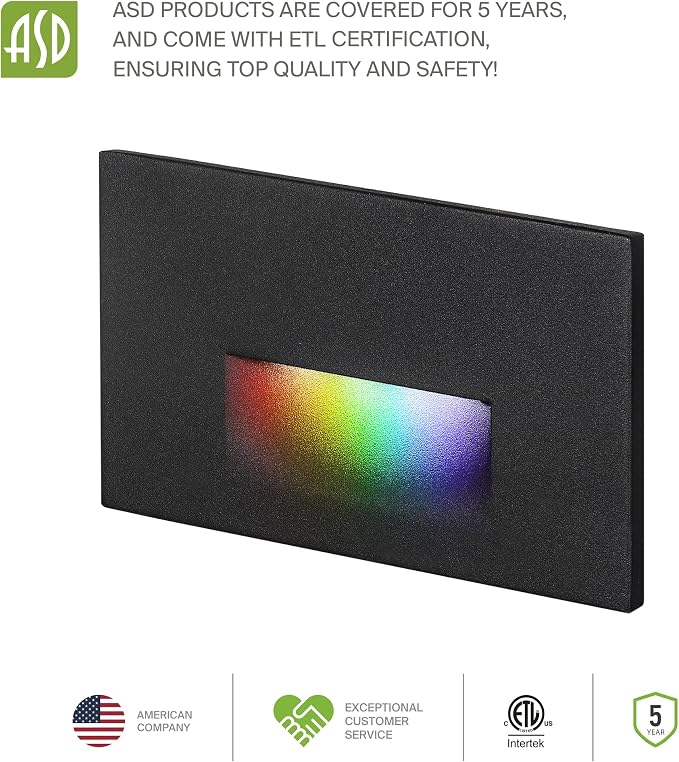 ASD LED Recessed Step Light Fixture, Outdoor & Indoor Tread Lighting | RGBW - Image 8