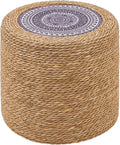 Handwoven Ottoman Pouf, Natural Seagrass Footstool, Round Braided Outdoor Seat by LGENHOOMHandwovenNaturalWaterHyacinthBasket