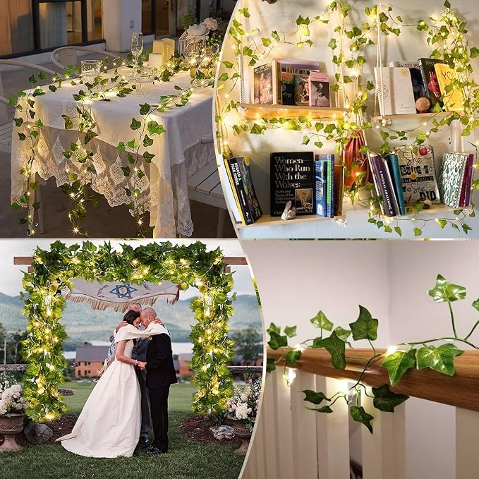 Vine with Fairy Lights Rechargeable, 6.56ft Ivy Leaf with 20 LED, 8 Mode and - Image 4