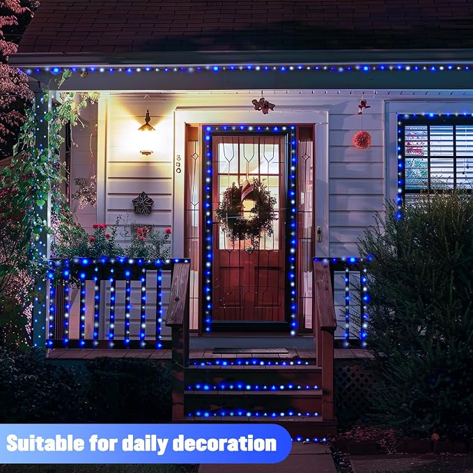 JMEXSUSS 2 Pack Blue and White Solar Christmas Lights, Each 33FT 100 LED Solar - Image 3