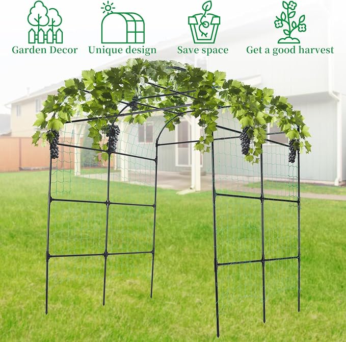 Garden Arch Trellis for Climbing Plants Outdoor, Cucumber Trellis for Raised Bed - Image 4