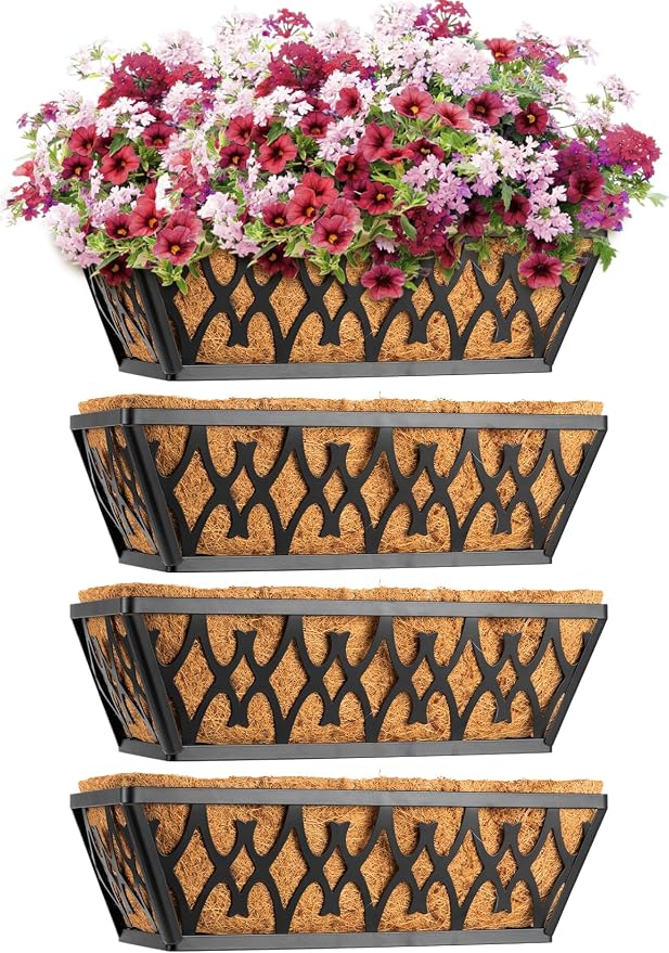 4 Pack 14 Inch Window Boxes Planters Railing Planter Box - Image 5