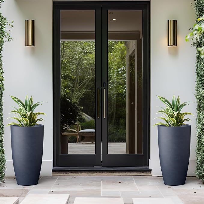 Kante 23.6" H Charcoal Concrete Tall Planters, Large Outdoor Indoor Decorative - Image 6