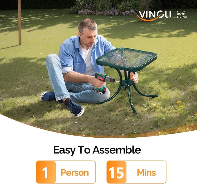 VINGLI Outdoor Side Table, Weatherproof Small Tables - Image 7