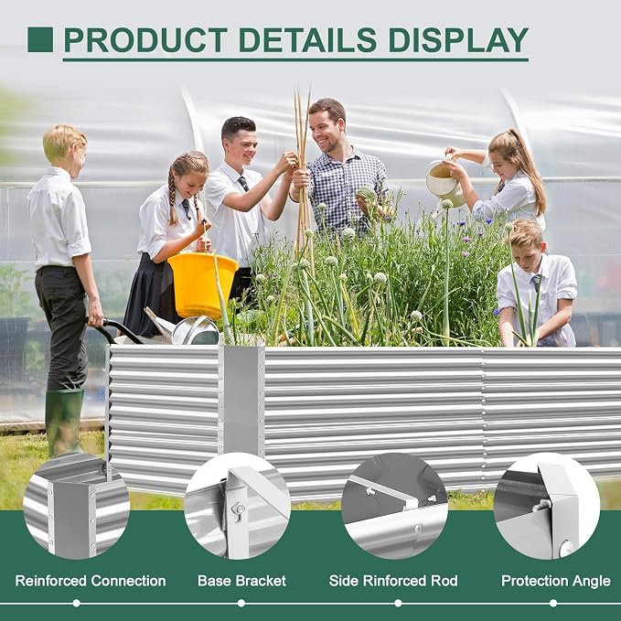 Land Guard 6x3x3ft Rectangular Galvanized Raised Garden Beds, Large-Capacity - Image 7
