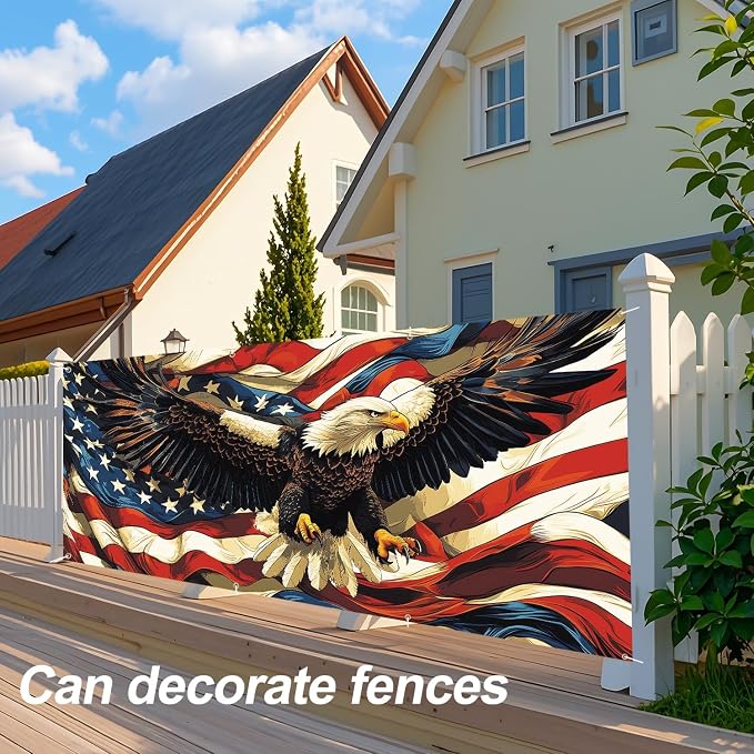 ANNA QUEEN American Flag Garage Door Banner 6x13FT, Bald Eagle USA Flag Garage - Image 5