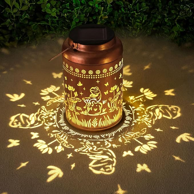 Solar Lanterns Outdoor Waterproof Frog Lazy Pattern Solar Lights Metal Lantern by WACLSTDAY