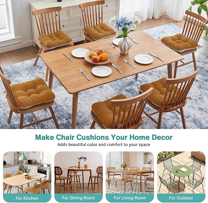 BETU Chair Cushions for Dining Chairs Set of 6, 3.5" Thick Kitchen Table Chair - Image 5