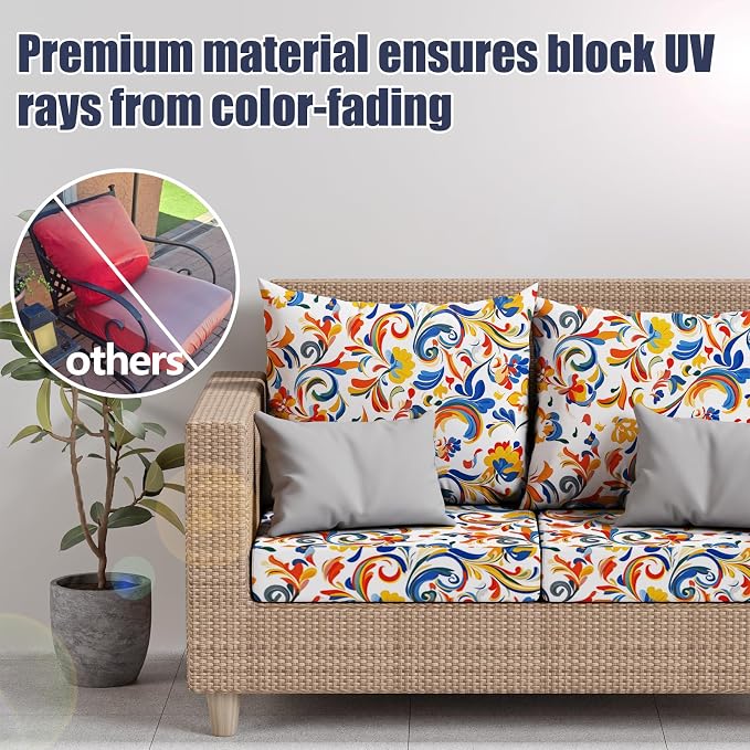 8Pcs Square Large Stretch Patio Cushion Covers, Couch & Sofa Replacement - Image 3
