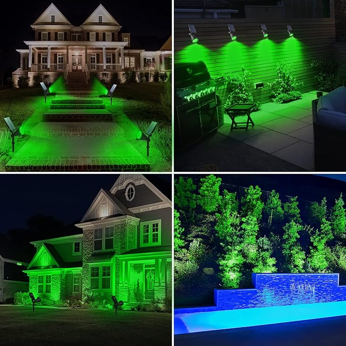T-SUN Green Solar Spotlights, IP65 Waterproof Outdoor 4 LED Solar Garden Lights - Image 8